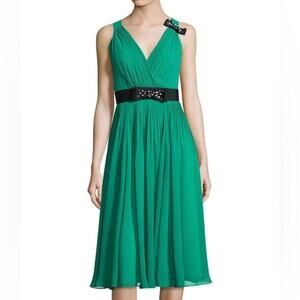 Kate Spade Empire Waist Midi Dress Emerald Green Size 4 LIKE NEW